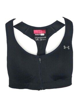 Under Armour Black High Impact Sports Bra With Front Zip & Racerback Design